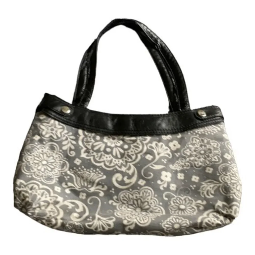 Thirty-One Skirt Hobo Bag Black w/ Gray Removable Skirt #3002